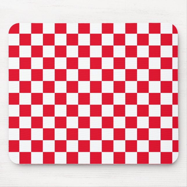 Mousepad Padrão xadrez vermelho e branco (Frente)