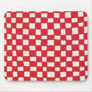 Mousepad Padrão Xadrez Vermelho e Rosa Ousado e Elegante