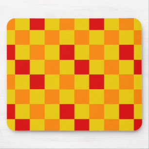 Mousepad Padrão Xadrez Vermelho Laranja Amarelo Design 