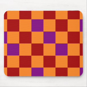 Mousepad Padrão Xadrez Vermelho Laranja Roxo Design