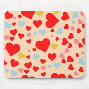 Mousepad Padrão Y2K do Coração Simples Cor Azul Cor-de-Rosa