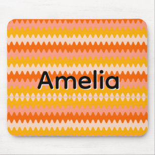 Mousepad Padrão Zig Zag Moderno Amarelo, Laranja e Branco