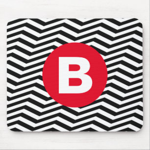 Mousepad Padrão Zigue-Zague Preto e Branco com Monograma Ve