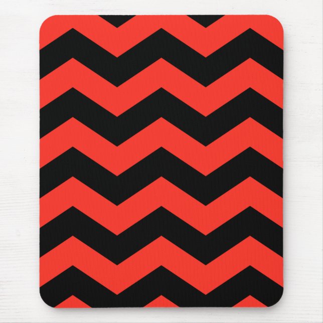 Mousepad Padrão Zigue-Zague Vermelho e Preto (Frente)