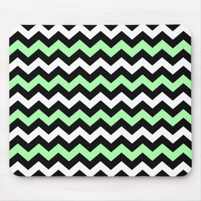 Mousepad Padrão ziguezague (preto, verde, branco) (Frente)