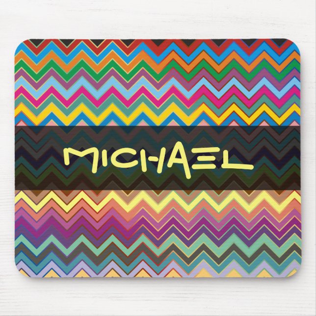 Mousepad Padrão ZIGZAG - colorido + texto (Frente)