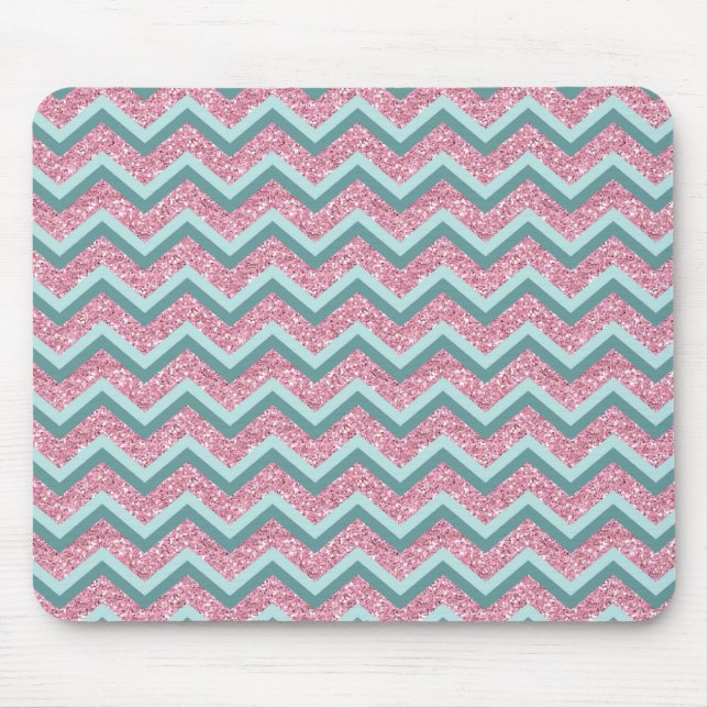 Mousepad Padrão ZigZag cor-de-rosa (Frente)