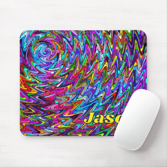 Mousepad Padrão Zigzag de cores giratórias (Com mouse)