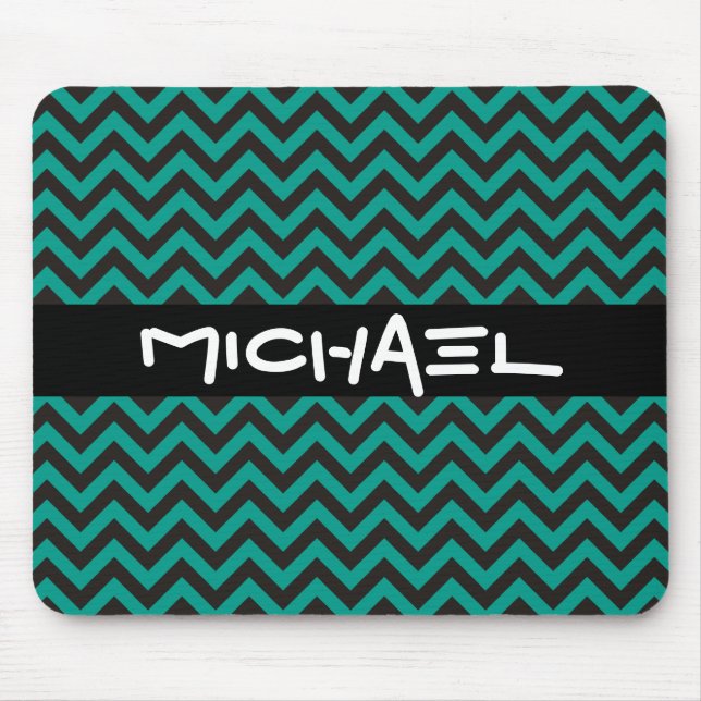 Mousepad Padrão ZIGZAG - preto + fundo e texto (Frente)