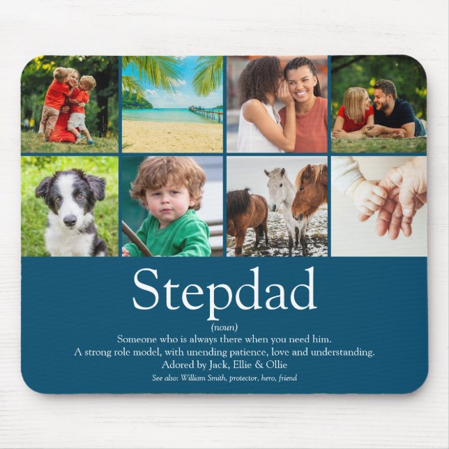 Mousepad Padrastro Definição 8 Foto Divertida Azul (Frente)