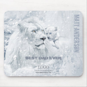 Mousepad Padre & Filho / Melhor Pai, Leão Branco e Cubo no