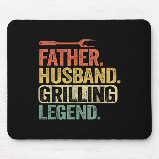 Mousepad Padre Husband Griling Legend Barbecue Engraçado Po (Frente)