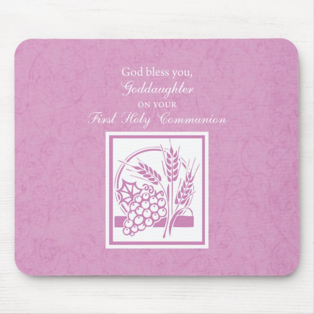 Mousepad Padrinha Primeira Comunhão, Rosa (Frente)