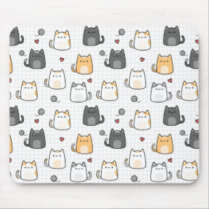 Mousepad Padrinho de Rato com Padrão de Gato Kawaii Fofo