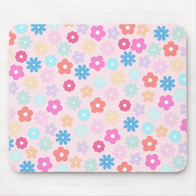 Mousepad Padrões das flores de margarida rosa-boho (Frente)