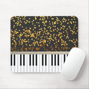 Mousepad Padrões de Bolinhas Dourados de Chaves Piano