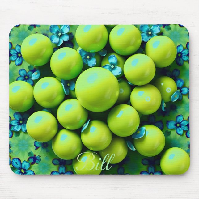 Mousepad Padrões de borbulhas ~ Verdes e Azuis ~ Pasta- Mão (Frente)