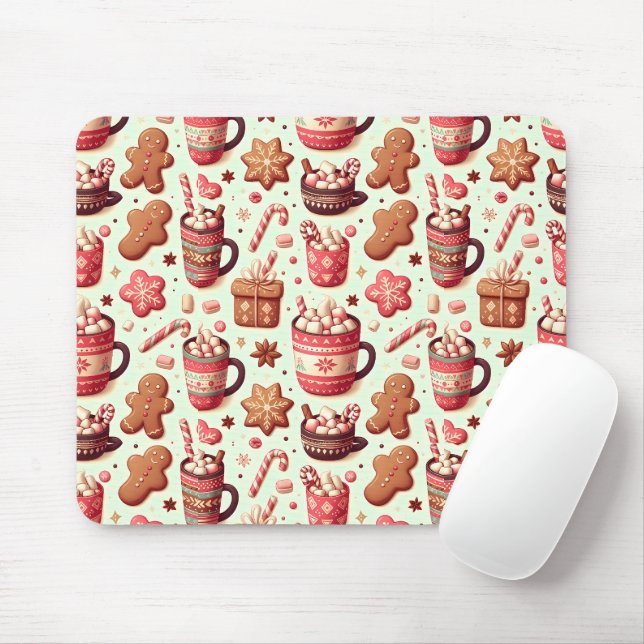 Mousepad Padrões de cacau e pão de especiarias (Com mouse)