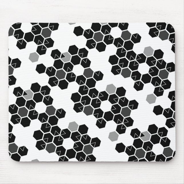 Mousepad Padrões de dados hexadecimais preto e branco fofos (Frente)
