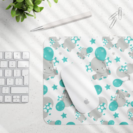 Mousepad Padrões De Elefantes, Elefantes Bonitos - Cinzas A