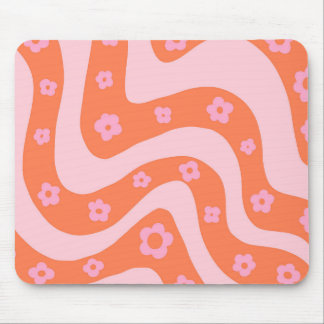 Mousepad Padrões de espiral rosa e laranja retrorreflectore