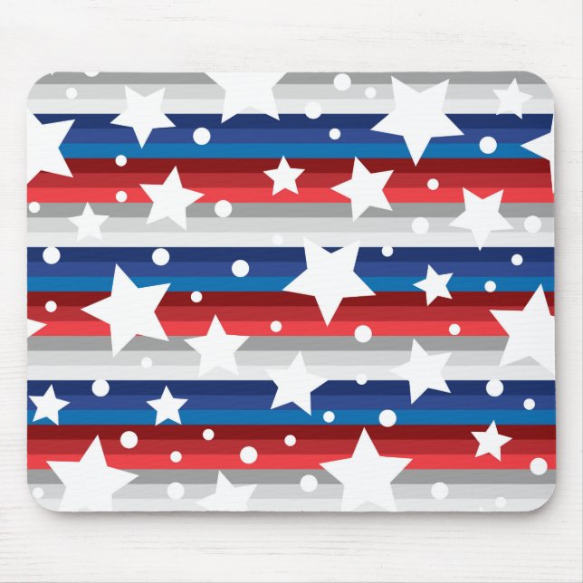 Mousepad Padrões DE ESTRELAS DE CINZAS AZUIS, VERMELHO E PA (Frente)