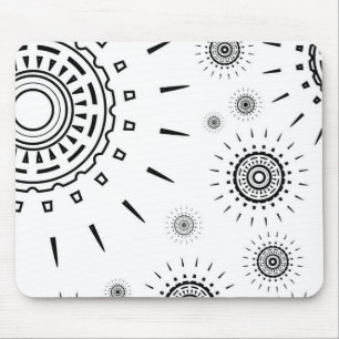 Mousepad Padrões de explosão pretos em branco