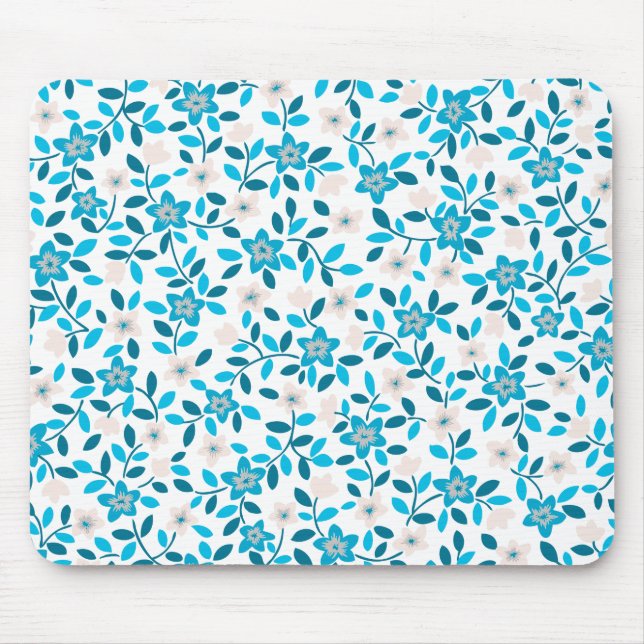 Mousepad Padrões de flores de primavera contínuas azuis bra (Frente)