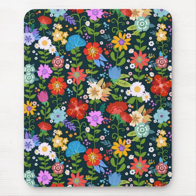 Mousepad Padrões de flores sem costura pontiagudas-13554 (Frente)