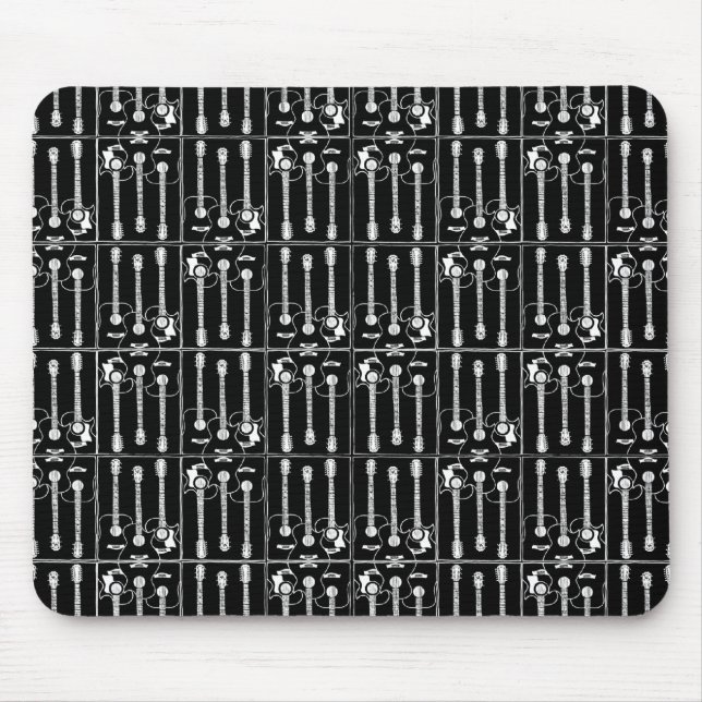 Mousepad Padrões de guitarra de música preto (Frente)