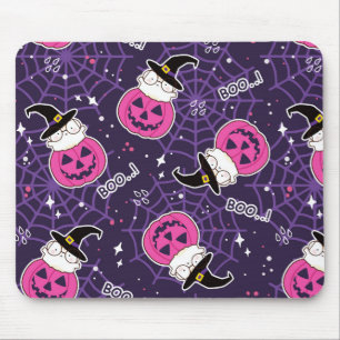 Mousepad Padrões de Halloween para gatos e abóboras lindos