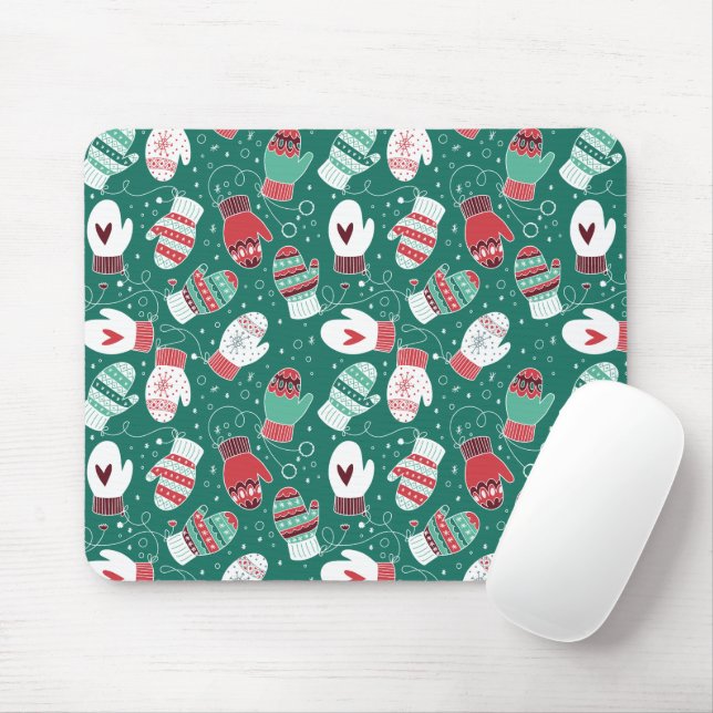Mousepad Padrões de Mittens de Natal Cozy no inverno (Com mouse)