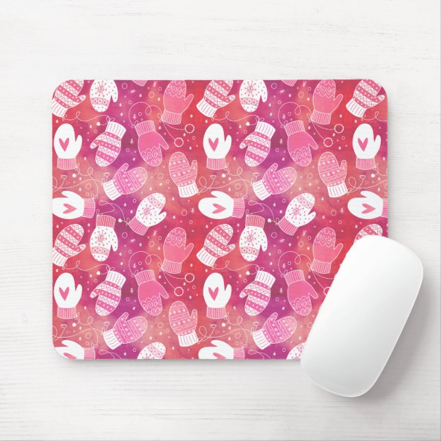 Mousepad Padrões de natal em rosa (Com mouse)