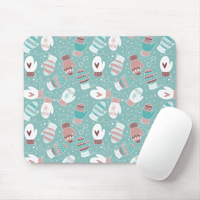 Mousepad Padrões de Noite de Natal Cozy em Mint (Com mouse)
