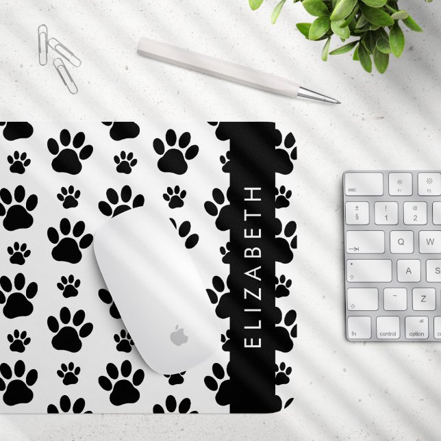 Mousepad Padrões de pata, patas de cão, preto e branco, seu (Criador carregado)