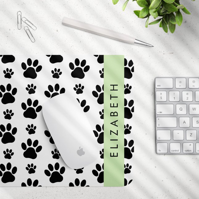 Mousepad Padrões de pata, patas de cão, preto e branco, seu (Criador carregado)