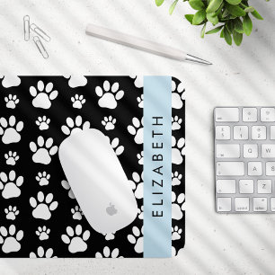 Mousepad Padrões de pata, patas de cão, preto e branco, seu