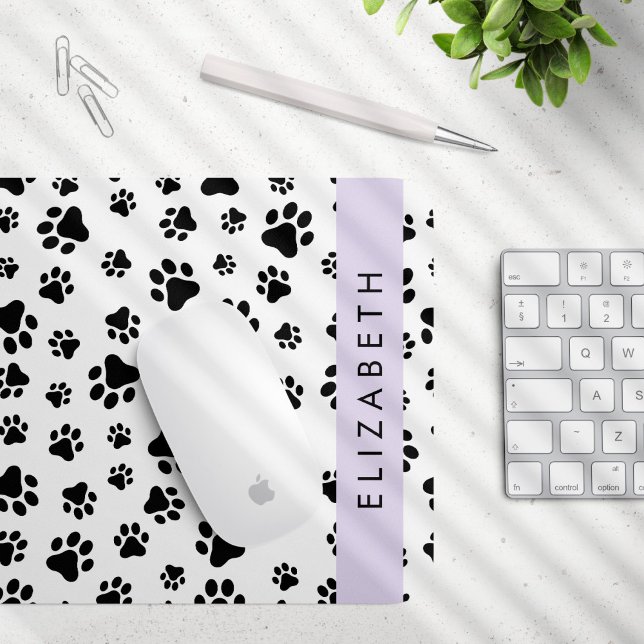Mousepad Padrões de pata, patas de cão, preto e branco, seu (Criador carregado)