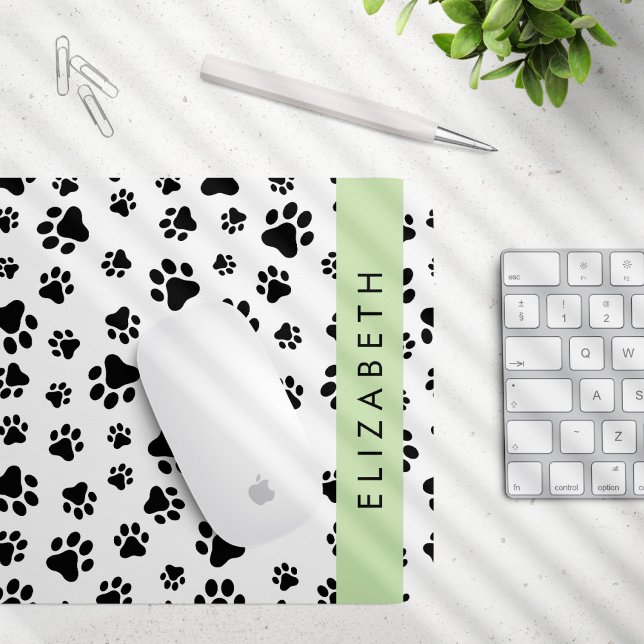 Mousepad Padrões de pata, patas de cão, preto e branco, seu (Criador carregado)