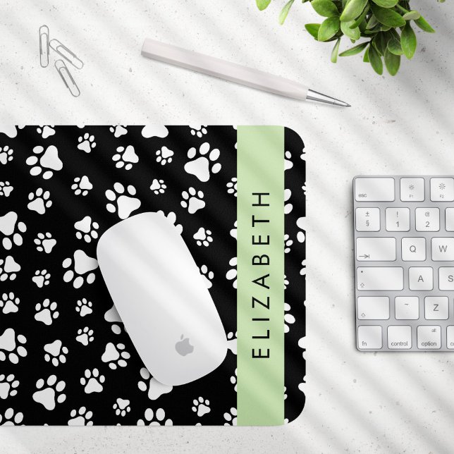 Mousepad Padrões de pata, patas de cão, preto e branco, seu (Criador carregado)