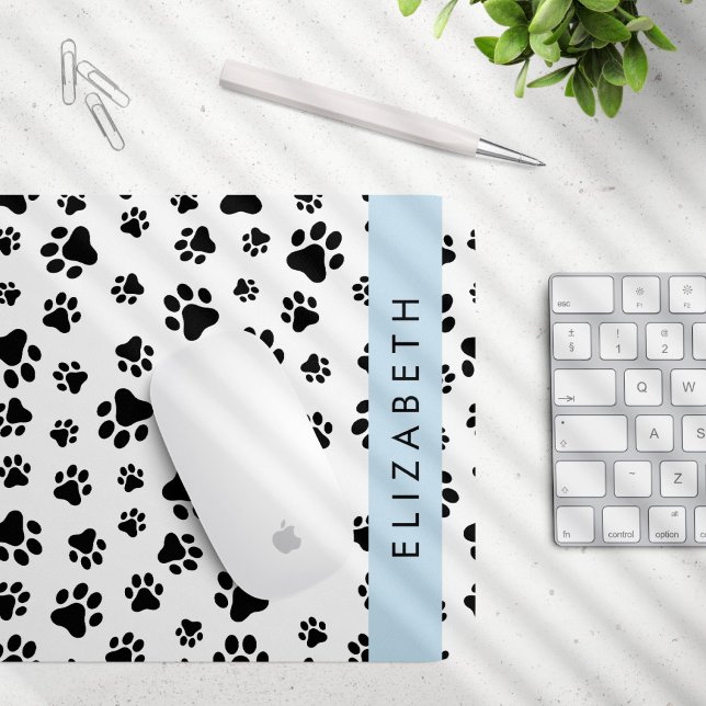 Mousepad Padrões de pata, patas de cão, preto e branco, seu (Criador carregado)
