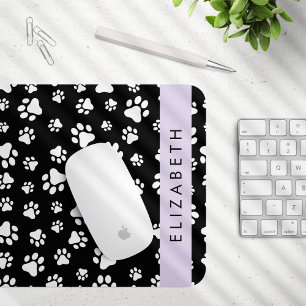 Mousepad Padrões de pata, patas de cão, preto e branco, seu