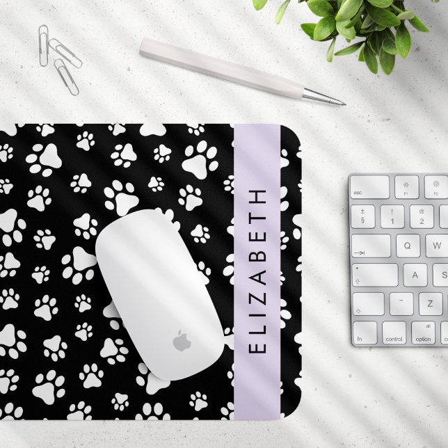 Mousepad Padrões de pata, patas de cão, preto e branco, seu (Criador carregado)
