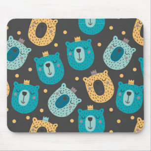 Mousepad Padrões de reino de urso feliz Estilo escandinavo