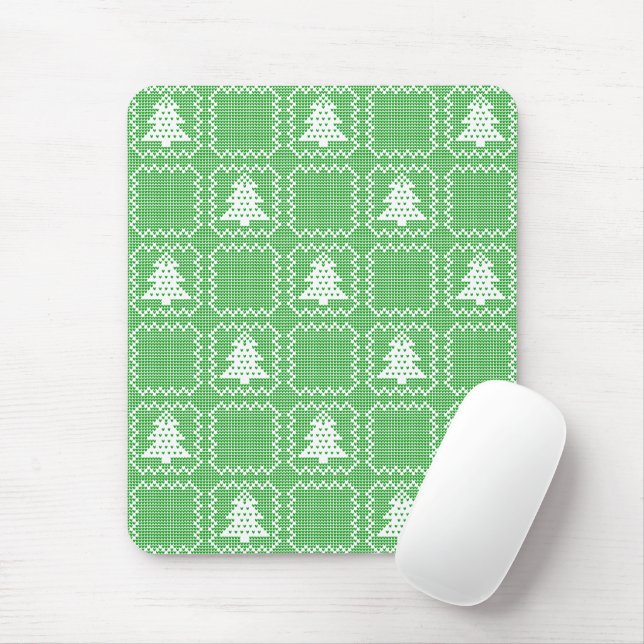 Mousepad Padrões de suéter feio da árvore de Natal Cozy (Com mouse)