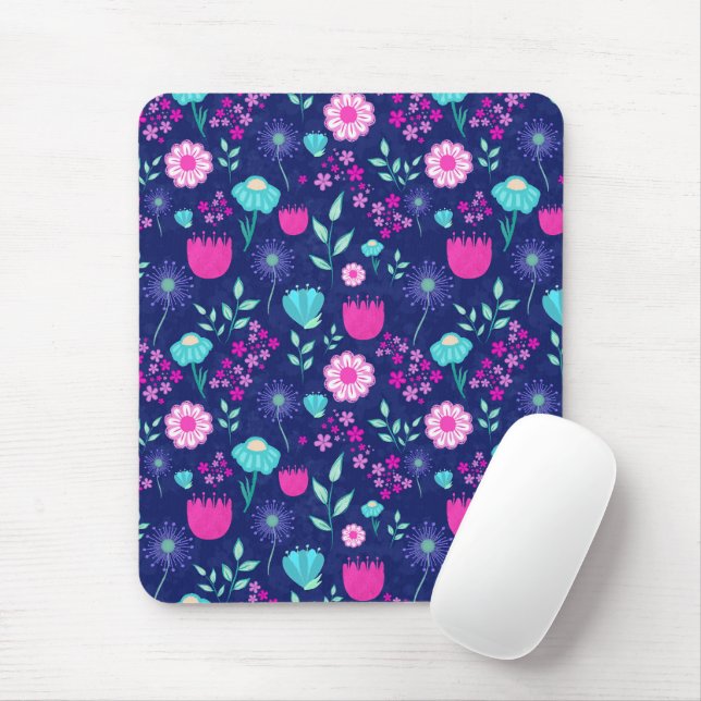 Mousepad Padrões florais bonitos (Com mouse)