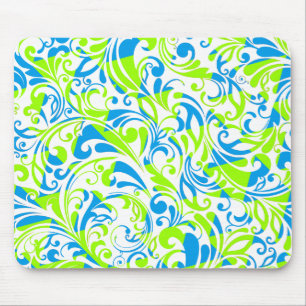 Mousepad Padrões florais mistos azuis verdes fofos