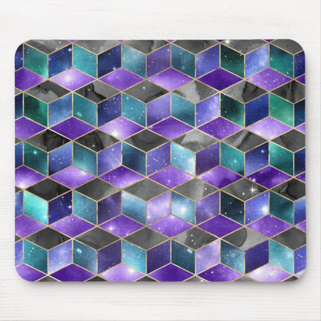 MOUSEPAD PADRÕES GEOMÉTRICOS AZUIS VERDES PUROS (Frente)