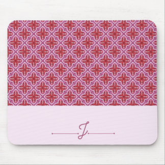 Mousepad Padrões Geométricos Cor-de-Rosa Elegante Monograma