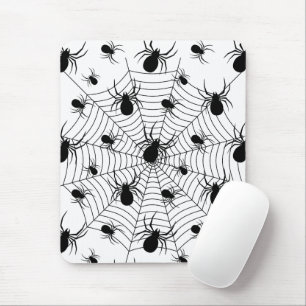 Mousepad Padrões negros de aranhas brancas teias